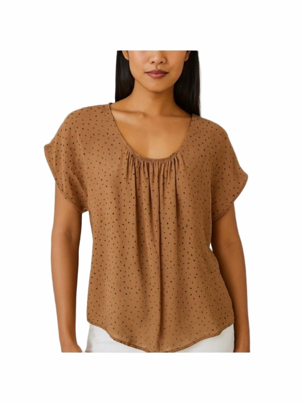 Aritiza Babaton| Silk tan blouse with dianty black print. S